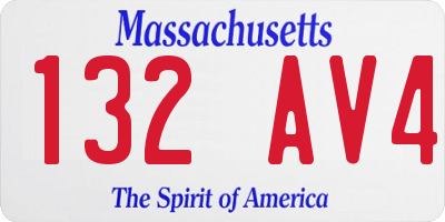 MA license plate 132AV4