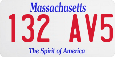 MA license plate 132AV5