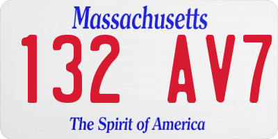 MA license plate 132AV7