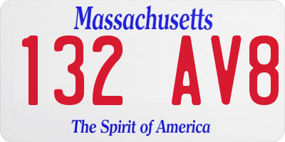 MA license plate 132AV8