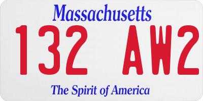 MA license plate 132AW2