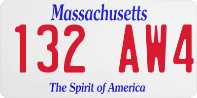 MA license plate 132AW4