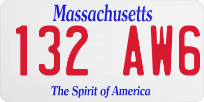 MA license plate 132AW6