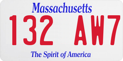MA license plate 132AW7