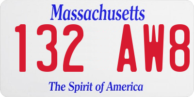 MA license plate 132AW8