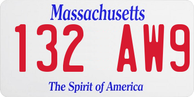 MA license plate 132AW9