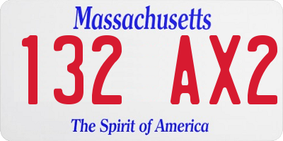 MA license plate 132AX2