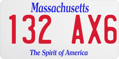 MA license plate 132AX6