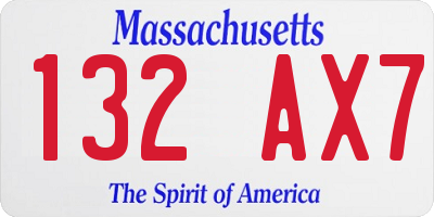 MA license plate 132AX7
