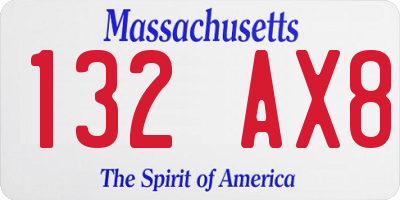 MA license plate 132AX8