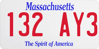 MA license plate 132AY3