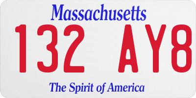 MA license plate 132AY8