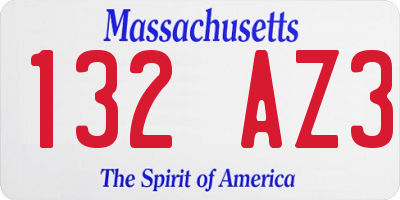 MA license plate 132AZ3