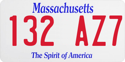 MA license plate 132AZ7