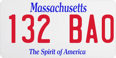 MA license plate 132BA0