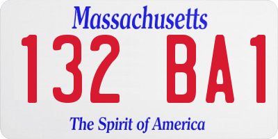 MA license plate 132BA1