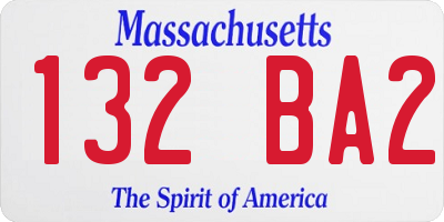 MA license plate 132BA2