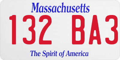 MA license plate 132BA3