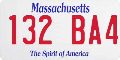 MA license plate 132BA4