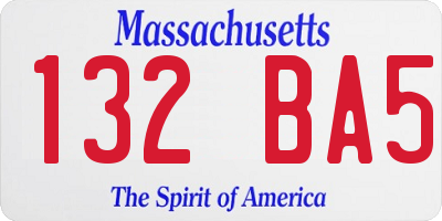 MA license plate 132BA5
