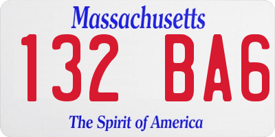 MA license plate 132BA6