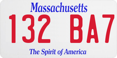 MA license plate 132BA7