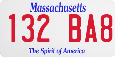 MA license plate 132BA8