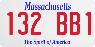 MA license plate 132BB1