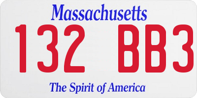 MA license plate 132BB3