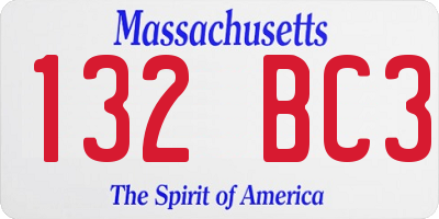 MA license plate 132BC3