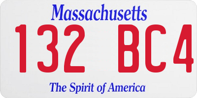 MA license plate 132BC4