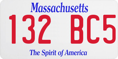 MA license plate 132BC5
