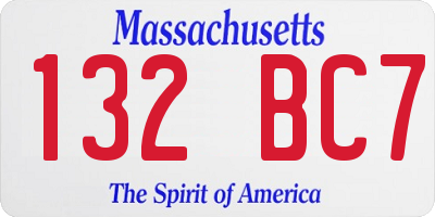 MA license plate 132BC7