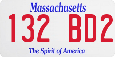 MA license plate 132BD2