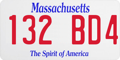 MA license plate 132BD4