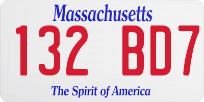MA license plate 132BD7