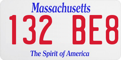 MA license plate 132BE8