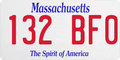 MA license plate 132BF0