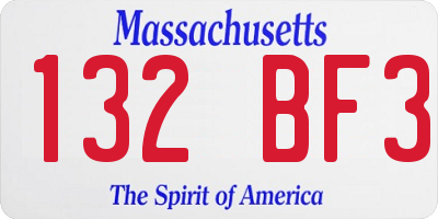MA license plate 132BF3