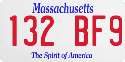 MA license plate 132BF9