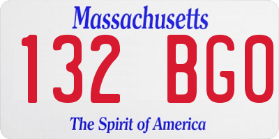 MA license plate 132BG0