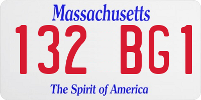 MA license plate 132BG1