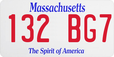 MA license plate 132BG7