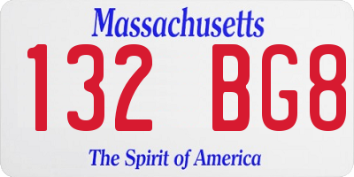 MA license plate 132BG8