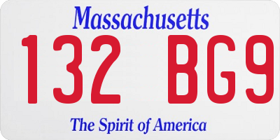 MA license plate 132BG9