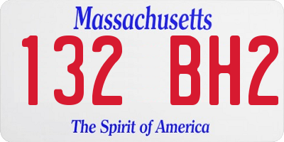 MA license plate 132BH2