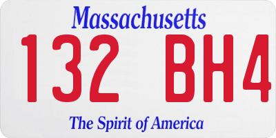 MA license plate 132BH4