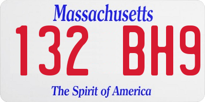 MA license plate 132BH9