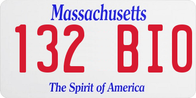 MA license plate 132BI0