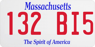 MA license plate 132BI5